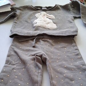 Carter's Gray Outwear Set with Bunny Design